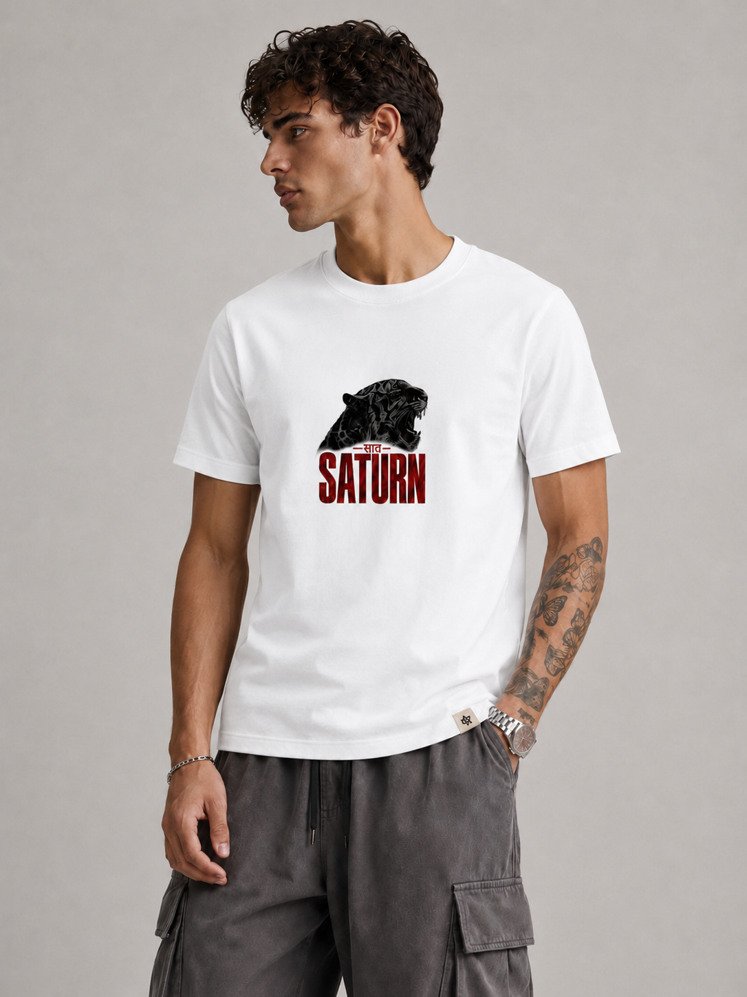 White Saat Shani Regular T-Shirt