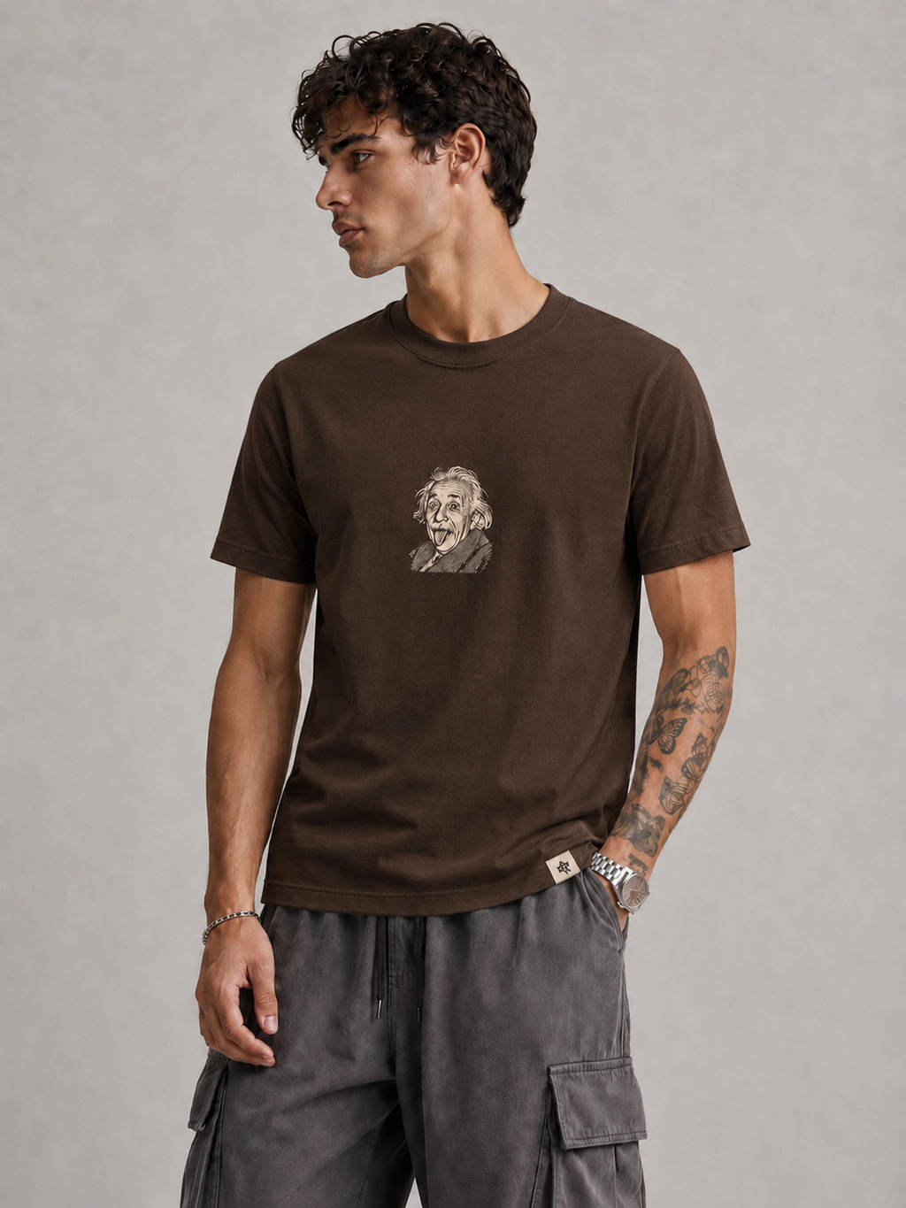 Brown Einstein Graphic Regular T-Shirt