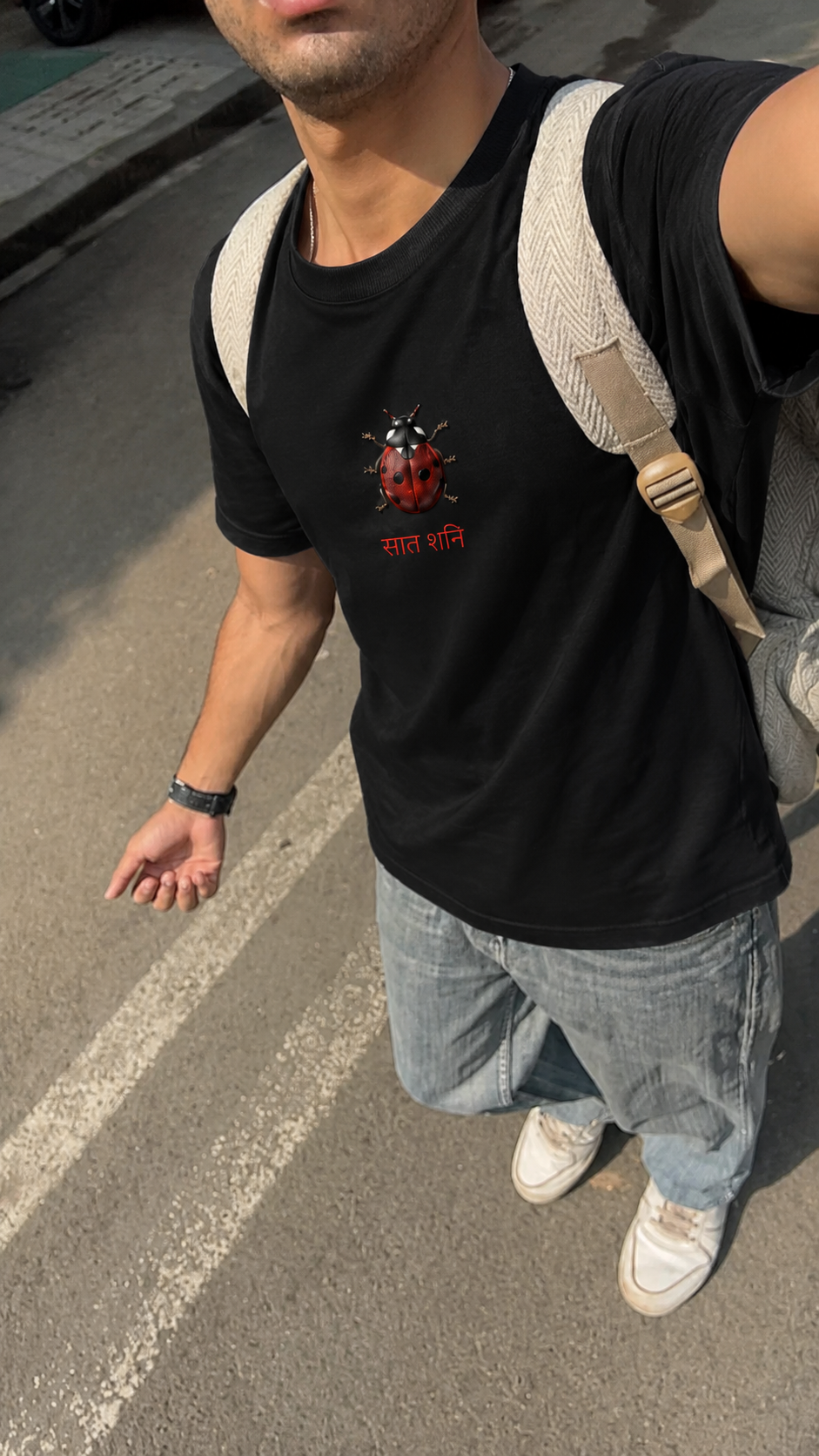 Black Saat Shani Beetle Regular Tee