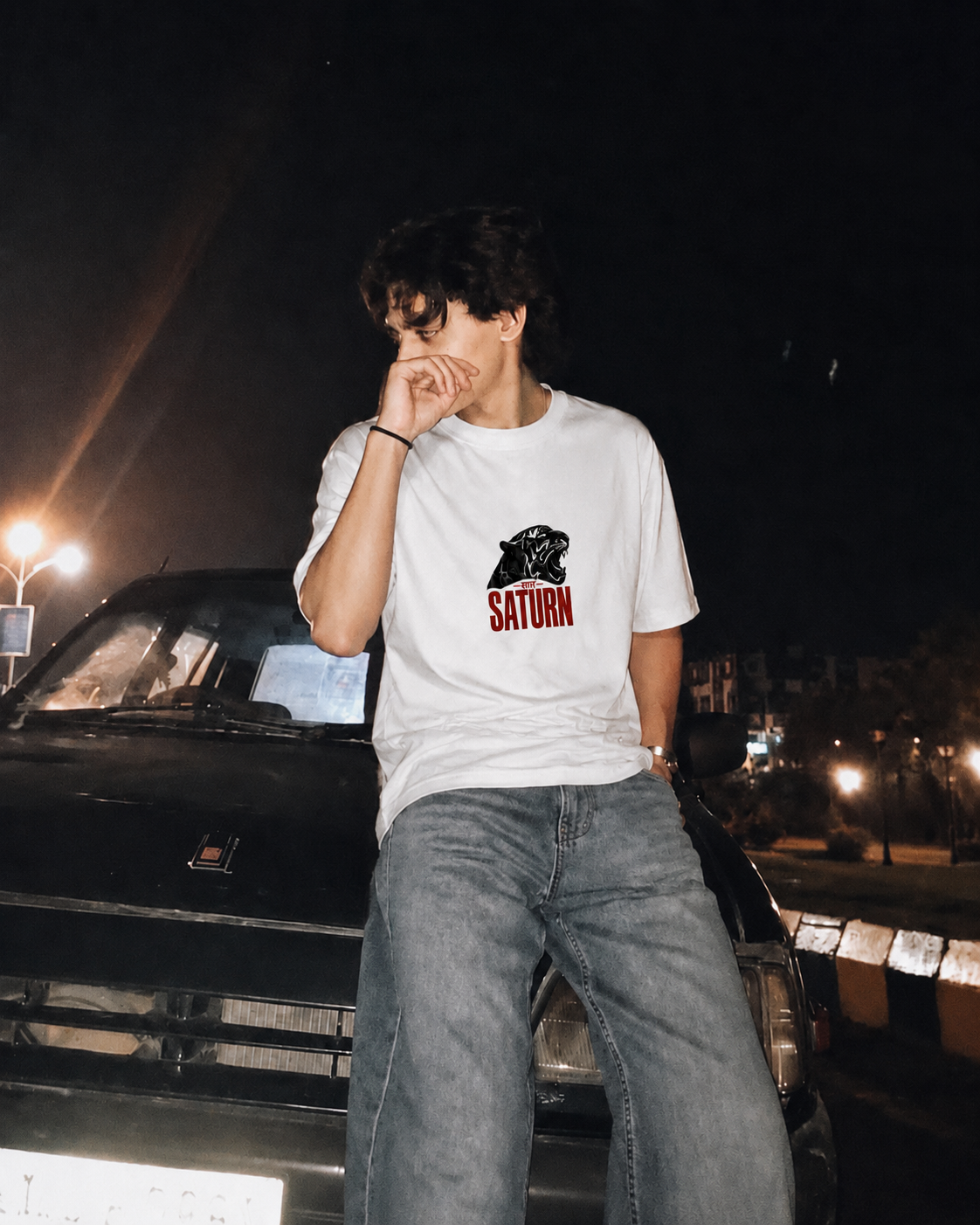 White Saat Shani Regular T-Shirt