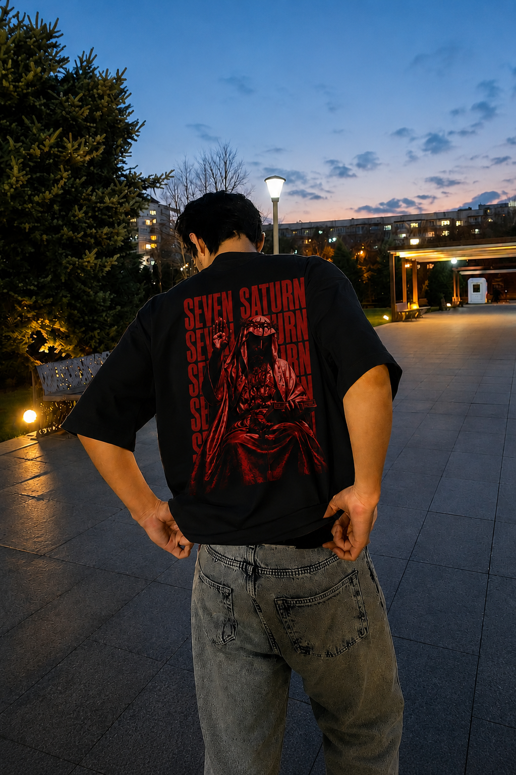 Saint Saturn Oversized Black T-Shirt