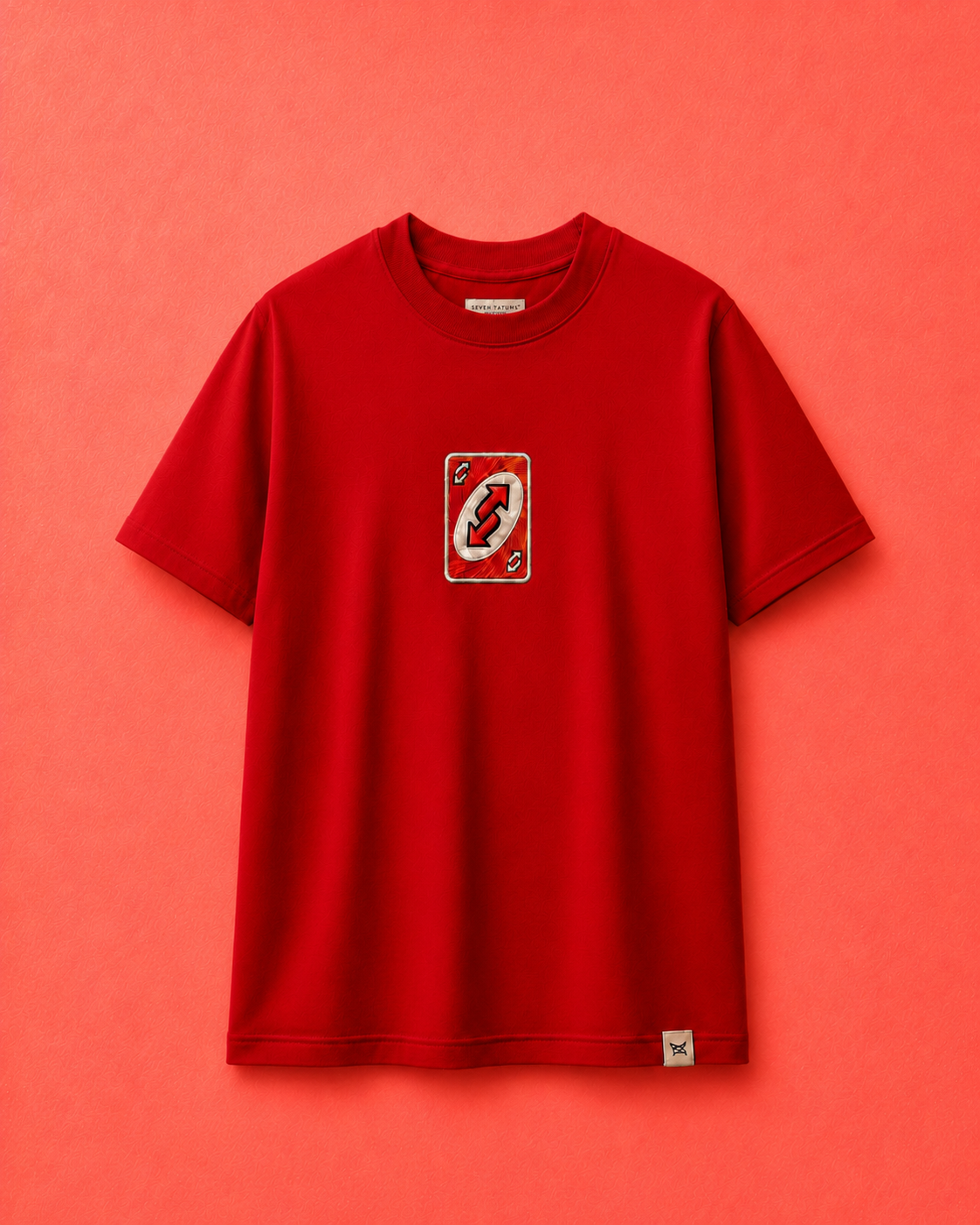Red Uno Reverse Embroidered Regular T-Shirt
